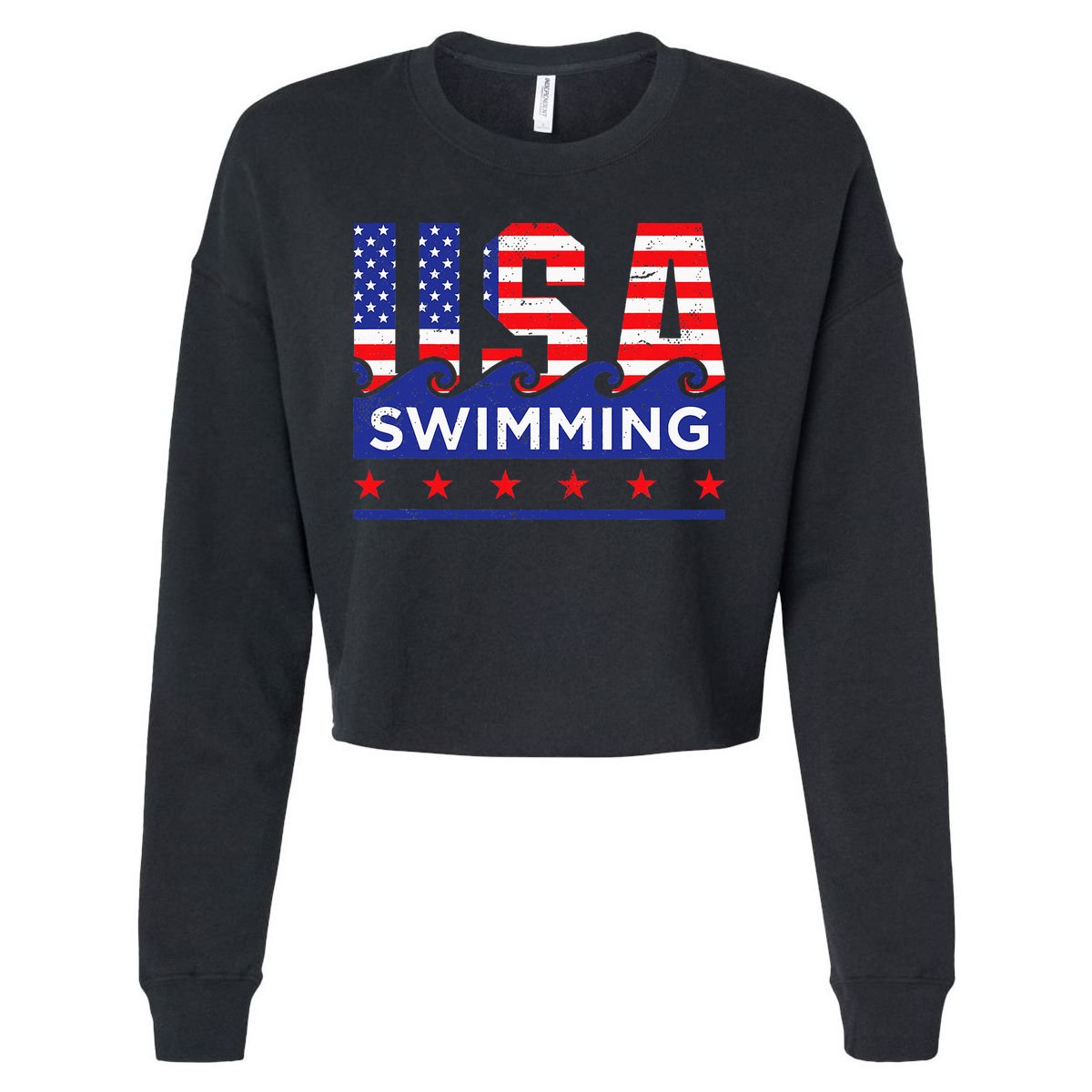 Usa Swimming Artwork For A Swimmer Cropped Pullover Crew