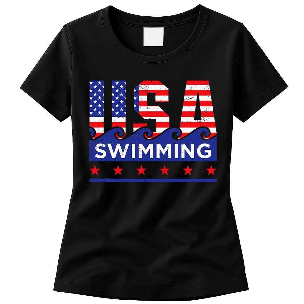 Usa Swimming Artwork For A Swimmer Womens T-Shirt