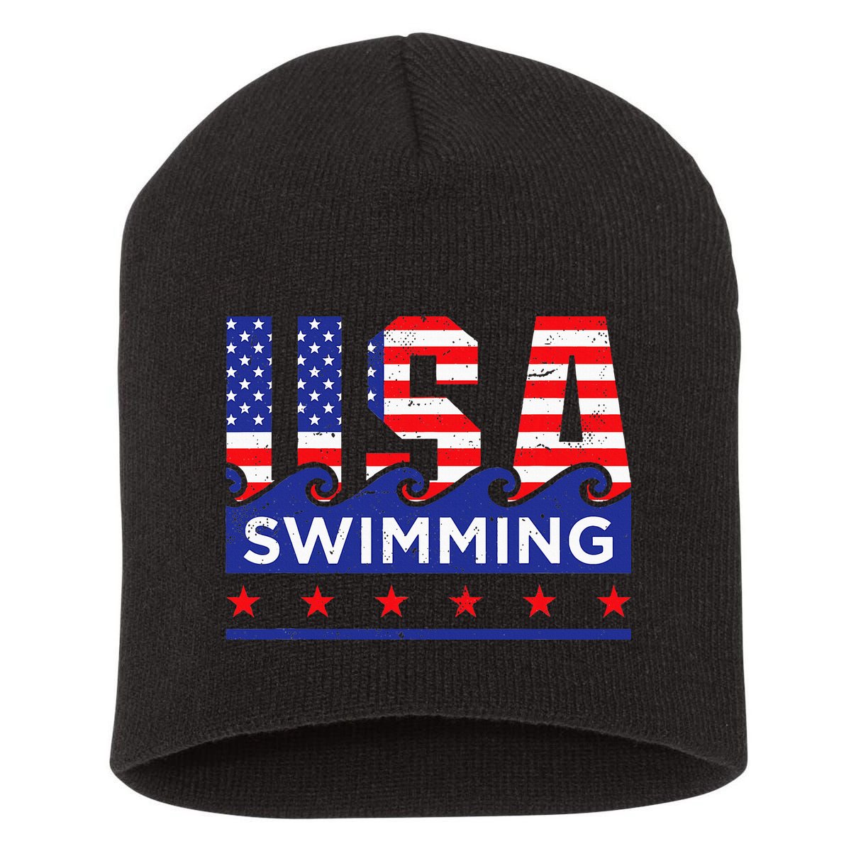 Usa Swimming Artwork For A Swimmer Short Acrylic Beanie