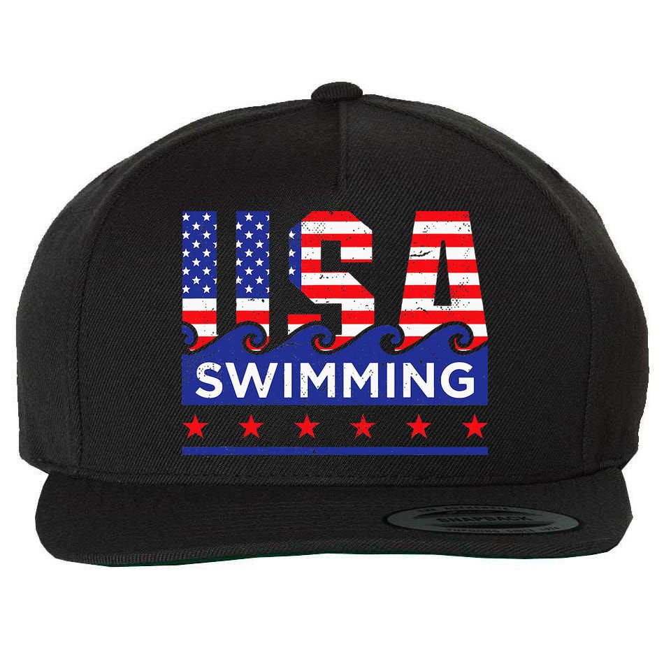 Usa Swimming Artwork For A Swimmer Wool Snapback Cap