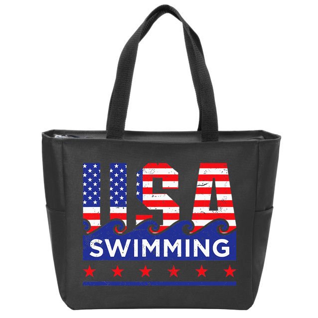 Usa Swimming Artwork For A Swimmer Zip Tote Bag