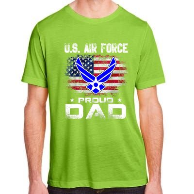 U S Airforce Proud Dad With American Flag Funny Gift Veteran Great Gift Adult ChromaSoft Performance T-Shirt