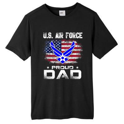 U S Airforce Proud Dad With American Flag Funny Gift Veteran Great Gift Tall Fusion ChromaSoft Performance T-Shirt