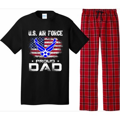 U S Airforce Proud Dad With American Flag Funny Gift Veteran Great Gift Pajama Set