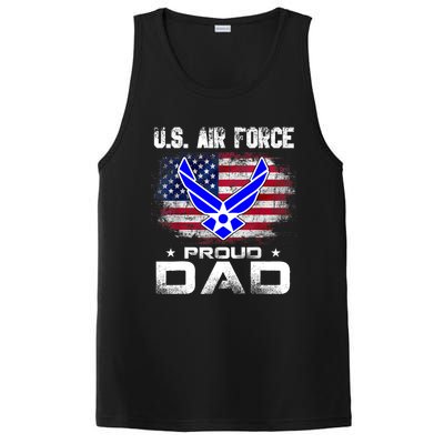 U S Airforce Proud Dad With American Flag Funny Gift Veteran Great Gift PosiCharge Competitor Tank