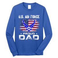 U S Airforce Proud Dad With American Flag Funny Gift Veteran Great Gift Long Sleeve Shirt