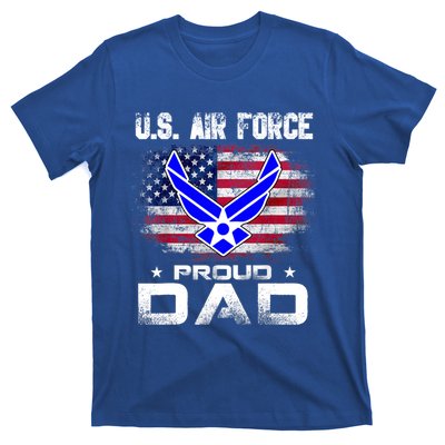 U S Airforce Proud Dad With American Flag Funny Gift Veteran Great Gift T-Shirt