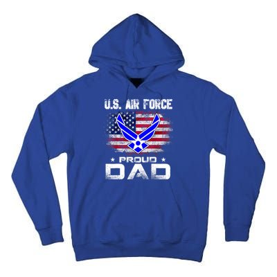 U S Airforce Proud Dad With American Flag Funny Gift Veteran Great Gift Tall Hoodie