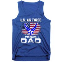 U S Airforce Proud Dad With American Flag Funny Gift Veteran Great Gift Tank Top