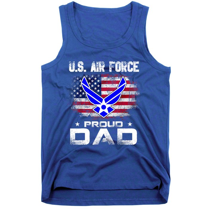 U S Airforce Proud Dad With American Flag Funny Gift Veteran Great Gift Tank Top