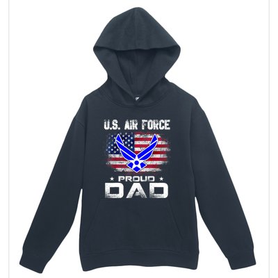 U S Airforce Proud Dad With American Flag Funny Gift Veteran Great Gift Urban Pullover Hoodie