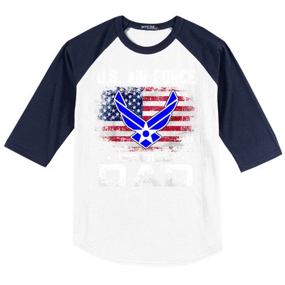 U S Airforce Proud Dad With American Flag Funny Gift Veteran Great Gift Baseball Sleeve Shirt