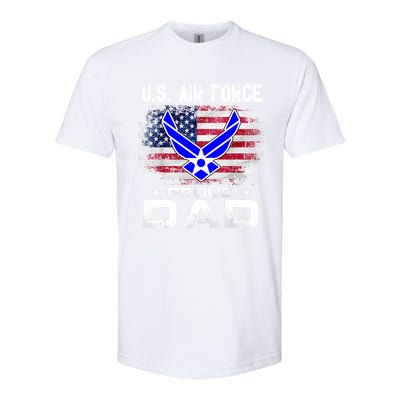 U S Airforce Proud Dad With American Flag Funny Gift Veteran Great Gift Softstyle CVC T-Shirt