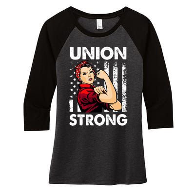 Union Strong And Solidarity Union Proud Labor Day Women's Tri-Blend 3/4-Sleeve Raglan Shirt