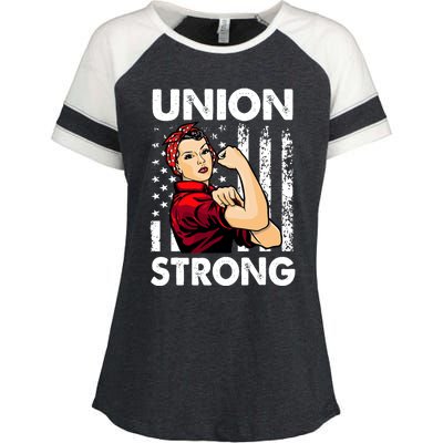 Union Strong And Solidarity Union Proud Labor Day Enza Ladies Jersey Colorblock Tee