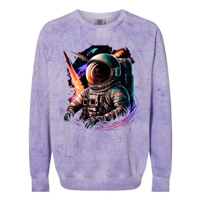 United States Astronaut With Rockets Colorblast Crewneck Sweatshirt