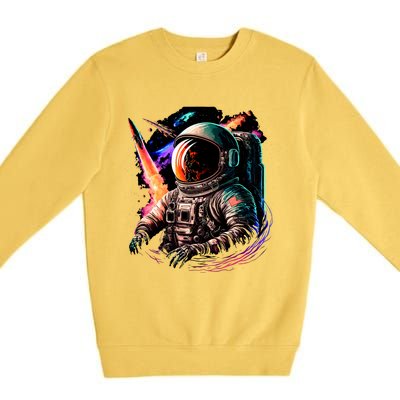 United States Astronaut With Rockets Premium Crewneck Sweatshirt