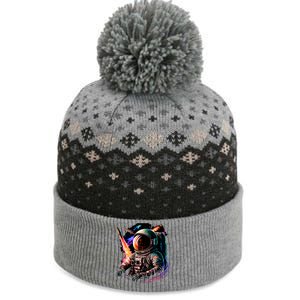 United States Astronaut With Rockets The Baniff Cuffed Pom Beanie