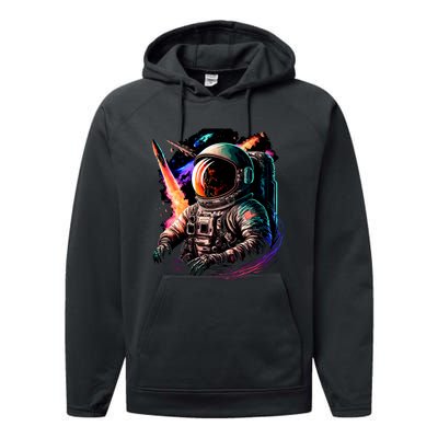 United States Astronaut With Rockets Performance Fleece Hoodie