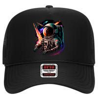 United States Astronaut With Rockets High Crown Mesh Back Trucker Hat