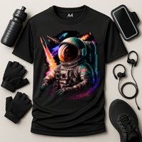 United States Astronaut With Rockets Cooling Performance Crew T-Shirt
