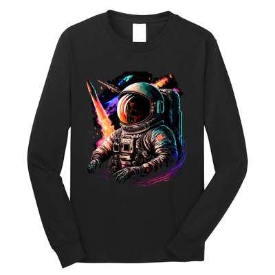 United States Astronaut With Rockets Long Sleeve Shirt