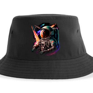 United States Astronaut With Rockets Sustainable Bucket Hat