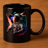 United States Astronaut With Rockets 11oz C Handle Ceramic Mug