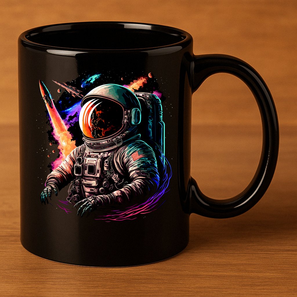 United States Astronaut With Rockets 11oz C Handle Ceramic Mug