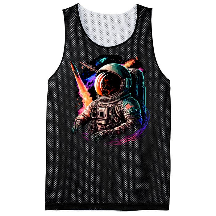 United States Astronaut With Rockets Mesh Reversible Basketball Jersey Tank