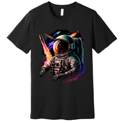 United States Astronaut With Rockets Premium T-Shirt