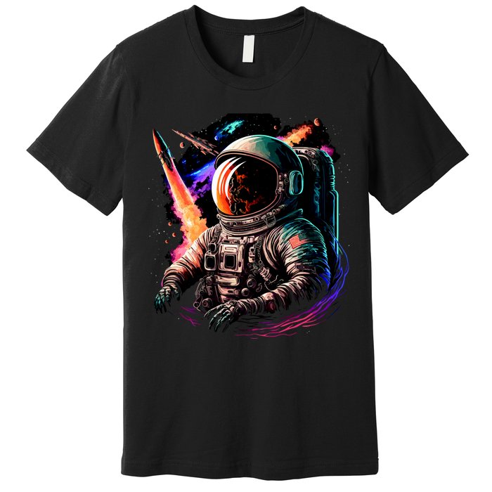 United States Astronaut With Rockets Premium T-Shirt