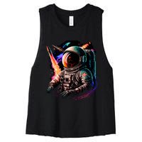 United States Astronaut With Rockets Women's Racerback Cropped Tank