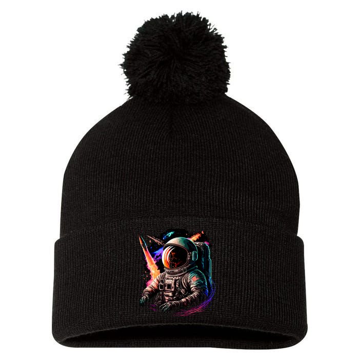 United States Astronaut With Rockets Pom Pom 12in Knit Beanie