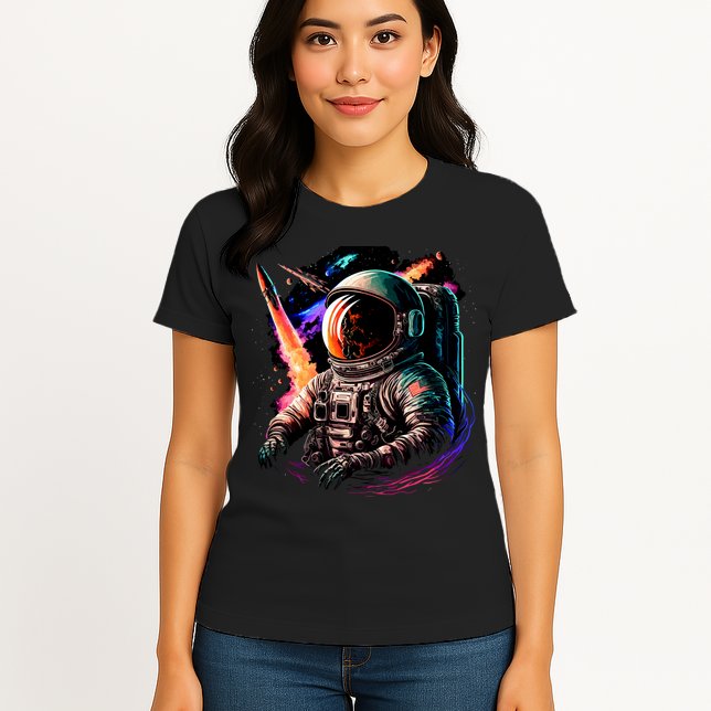 United States Astronaut With Rockets Womens T-Shirt