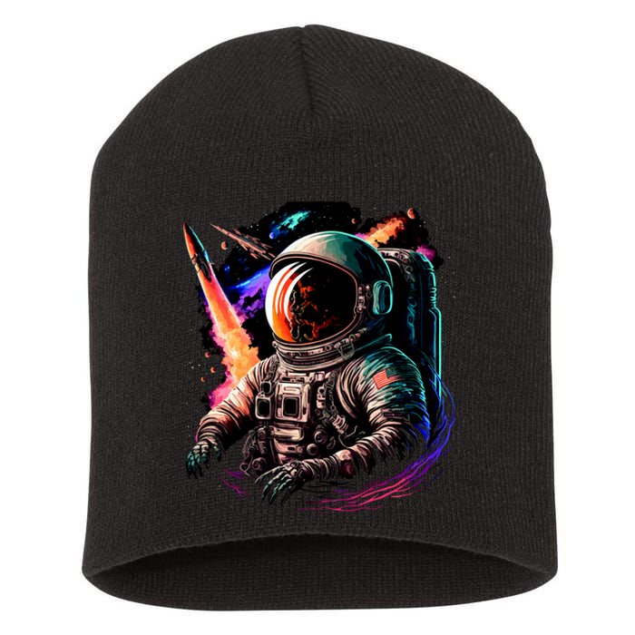 United States Astronaut With Rockets Short Acrylic Beanie