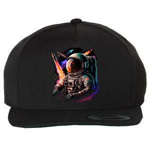 United States Astronaut With Rockets Wool Snapback Cap