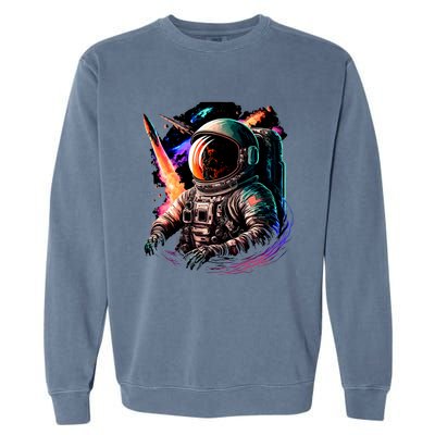 United States Astronaut With Rockets Garment-Dyed Sweatshirt