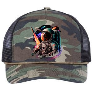 United States Astronaut With Rockets Retro Rope Trucker Hat Cap