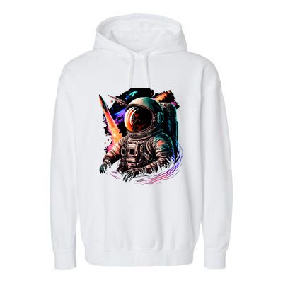 United States Astronaut With Rockets Garment-Dyed Fleece Hoodie