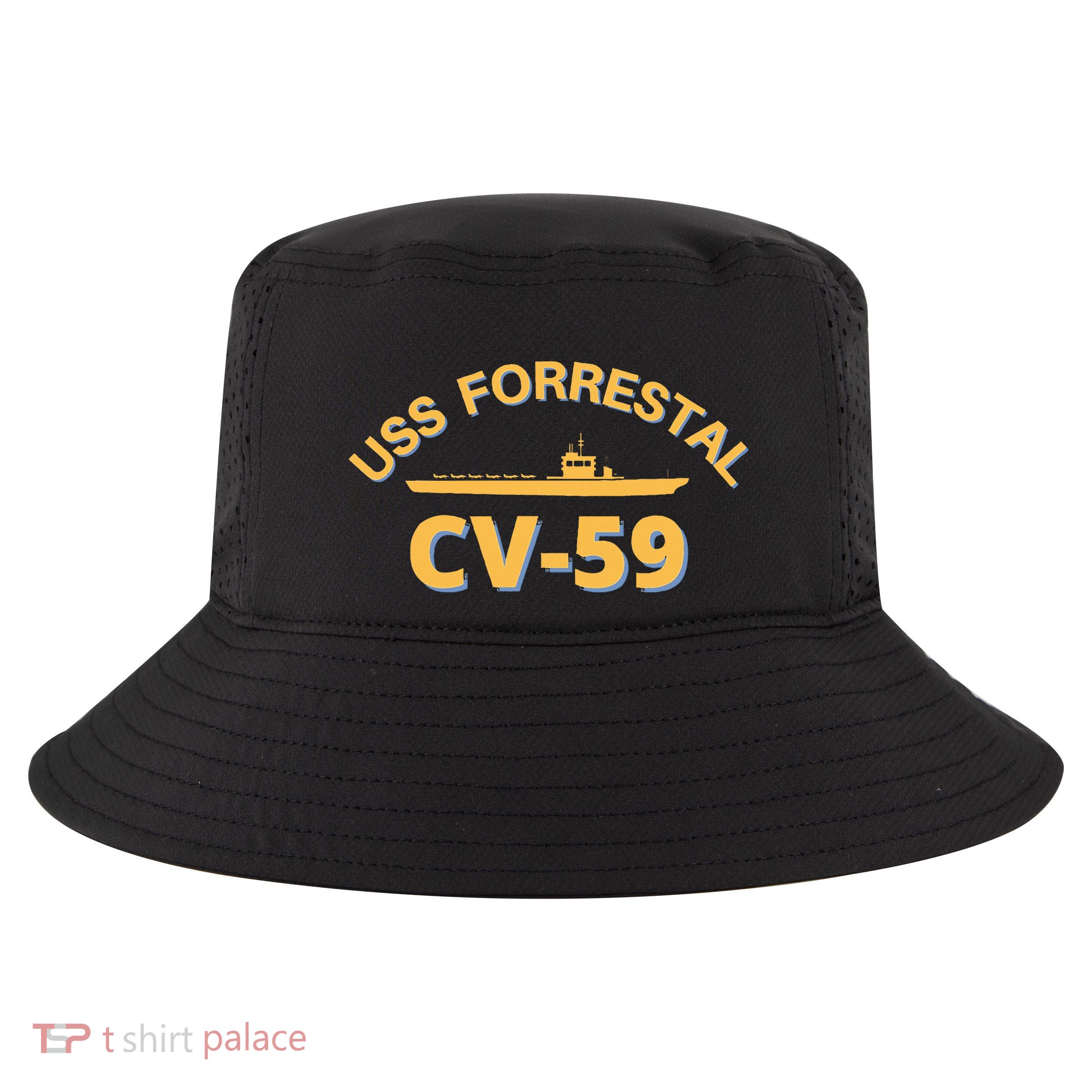 United States Aircraft Carrier Cv59 Uss Forrestal Cool Comfort Performance Bucket Hat