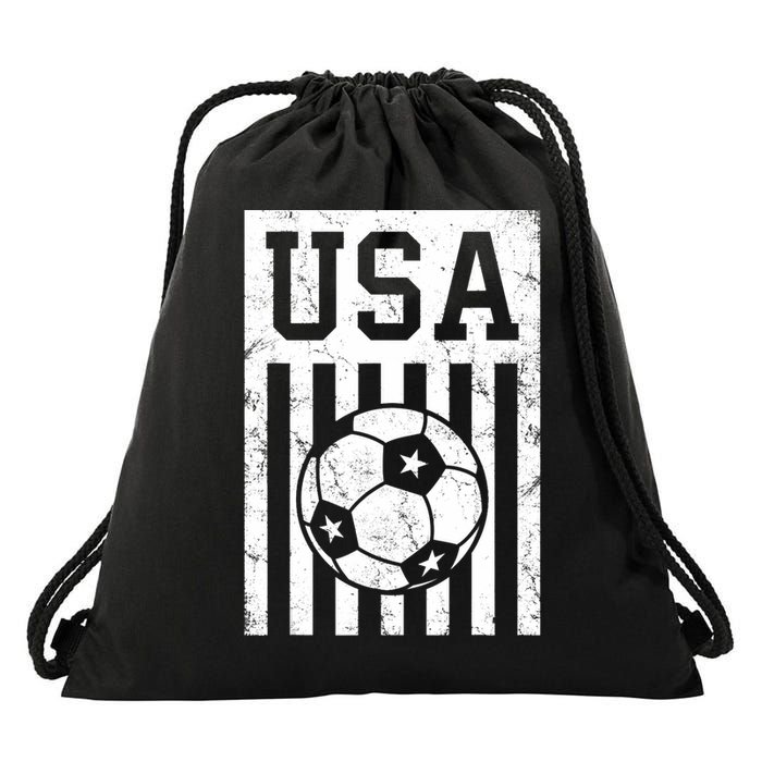 USA Soccer American Flag Soccer Fan Drawstring Bag