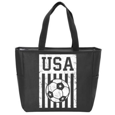 USA Soccer American Flag Soccer Fan Zip Tote Bag