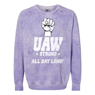 Uaw Strong All Day Long United Auto Workers Colorblast Crewneck Sweatshirt