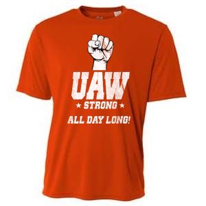 Uaw Strong All Day Long United Auto Workers Cooling Performance Crew T-Shirt