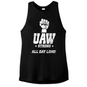 Uaw Strong All Day Long United Auto Workers Ladies PosiCharge Tri-Blend Wicking Tank