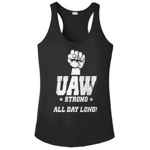 Uaw Strong All Day Long United Auto Workers Ladies PosiCharge Competitor Racerback Tank