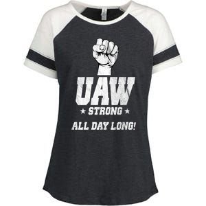 Uaw Strong All Day Long United Auto Workers Enza Ladies Jersey Colorblock Tee