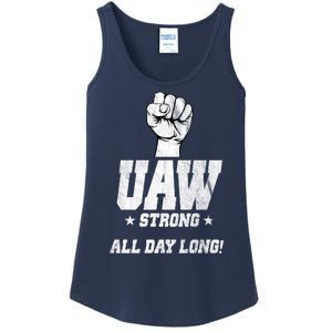 Uaw Strong All Day Long United Auto Workers Ladies Essential Tank