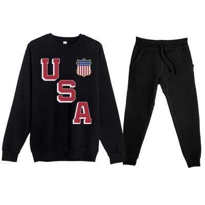 USA Soccer American Team Jersey Premium Crewneck Sweatsuit Set